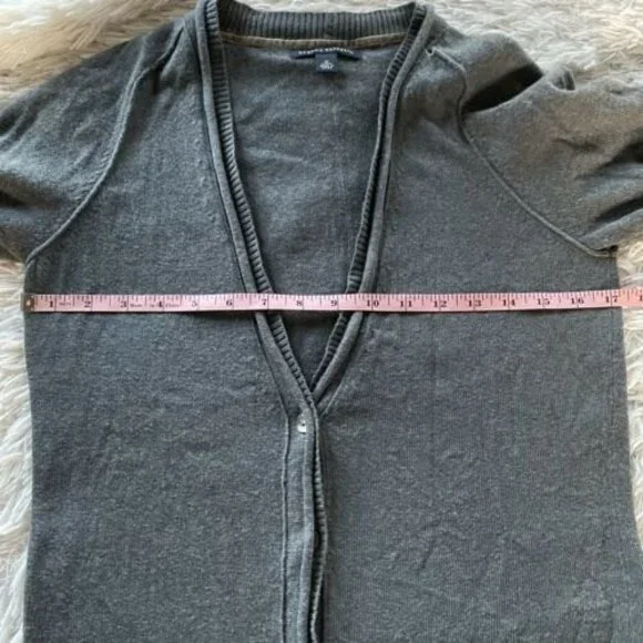 Banana Republic Wool Cashmere Blend Cardigan Pockets Grey Longline academia - Picture 8 of 10